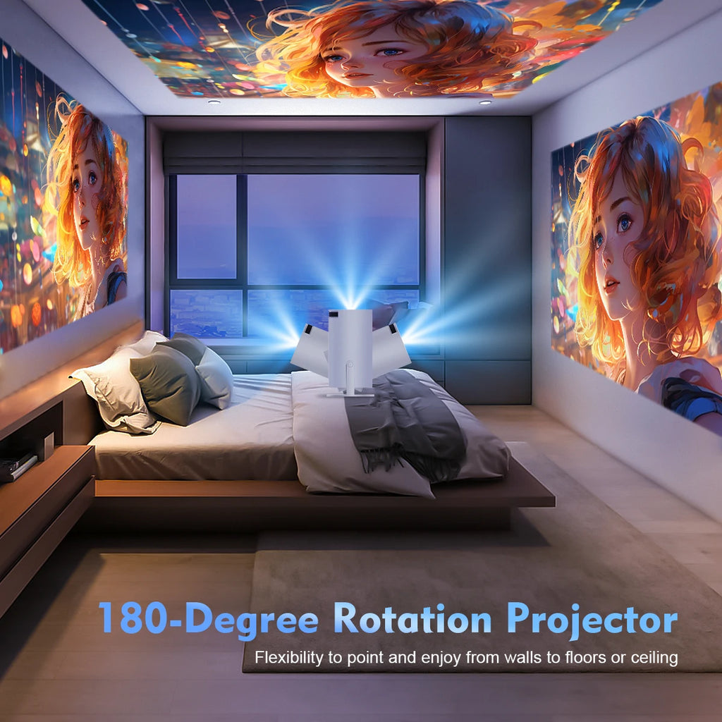 HY300 Pro 8K Android Projector with Dual WiFi 6, 290 ANSI Lumens, Allwinner H726, Bluetooth 5.4, 1080P and 1280x720P for Home Cinema and Outdoor Use