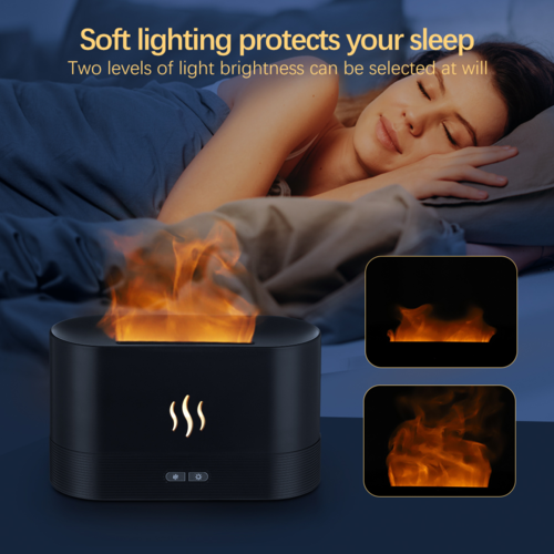 Difusor de Aromas con Lámpara de Llama - Humidificador Decorativo