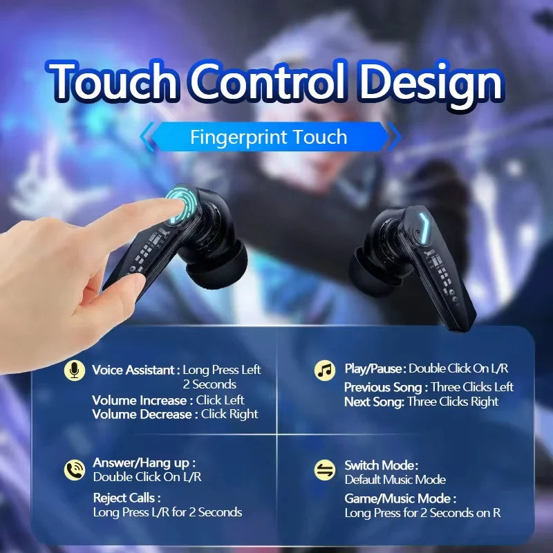 GM2 Pro Wireless Headphones Touch Control Game Bluetooth Earphones Noise Reduction Hifi Stereo Music Sport Earbuds Choice